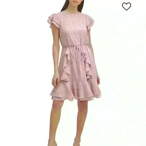 Karl Lagerfeld Pink Ruffle Midi Dress